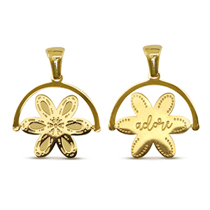 Stainless steel charms rotate flower Gold