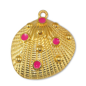 DQ European metal charms shell Fuchsia-Gold (nickel free)