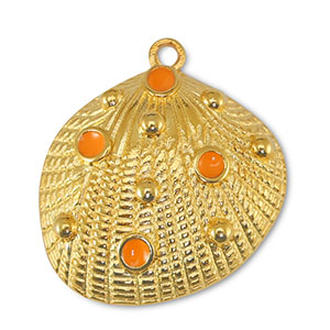 DQ European metal charms shell Orange-Gold (nickel free)