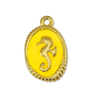 DQ European metal charms seahorse Yellow-Gold (nickel free)