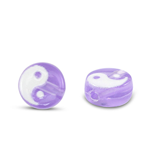 Acrylic letter beads Yin & Yang Purple-white