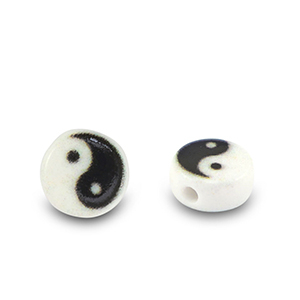 Acrylic letter beads Yin & Yang White-black