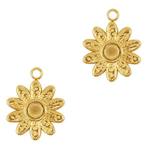 Stainless steel charms sunflower Gold