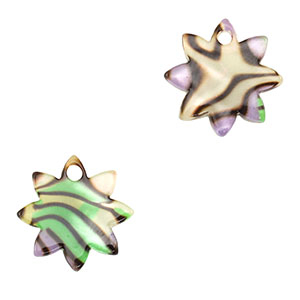 Resin pendants flower Multicolor Purple-Green