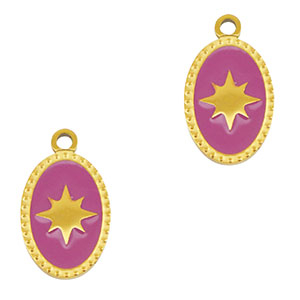 Stainless steel charms oval sun Gold-Purple