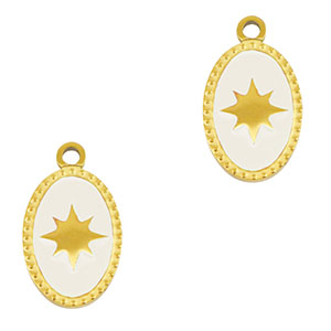 Stainless steel charms oval sun Gold-White