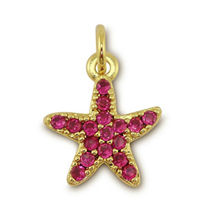 Brass TQ metal charms starfish Gold-Magenta