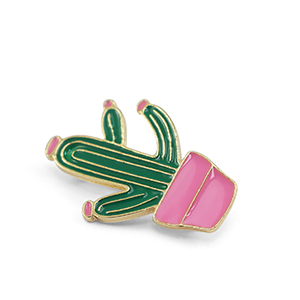 Brooches cactus Green-Pink-Gold