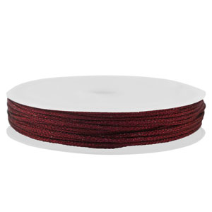 Macram&eacute; bead cord braided 1mm Bordeaux Metallic