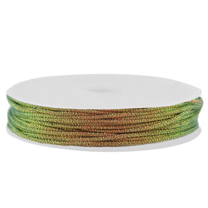 Macram&eacute; bead cord braided 0,8mm Multicolour-Orange Green Metallic