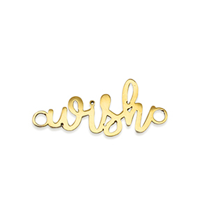 Stainless steel charms connector ''wish'' Gold