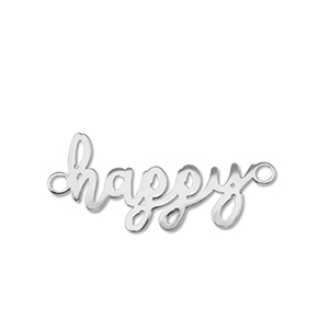 Stainless steel charms connector ''happy'' Silver