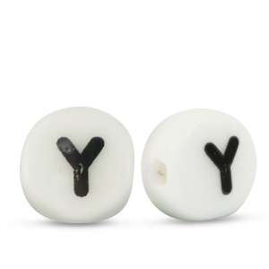 Letter beads ceramic Y White-Black