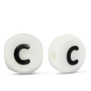 Letter beads ceramic C White-Black