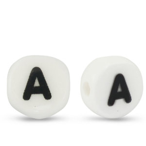 Letter beads ceramic A White-Black