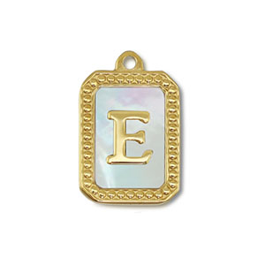 Stainless steel charm shell letter E Gold-White (natural colour)