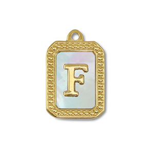 Stainless steel charm shell letter F Gold-White (natural colour)