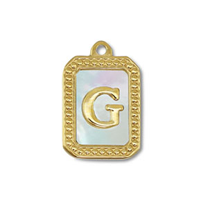 Stainless steel charm shell letter G Gold-White (natural colour)