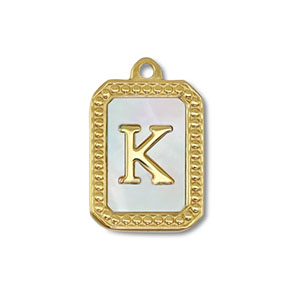 Stainless steel charm shell letter K Gold-White (natural colour)