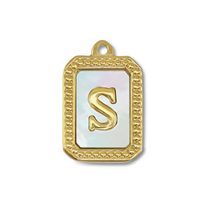 Stainless steel charm shell letter S Gold-White (natural colour)