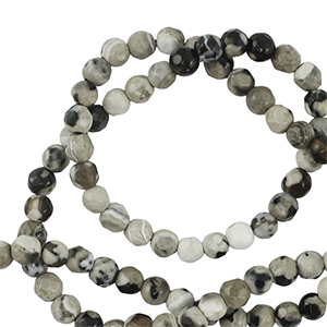 Natural stone beads Agate 3mm faceted polished Gray-Beige-Black