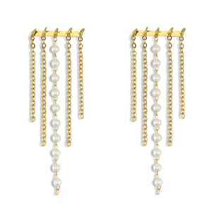 Stainless steel earrings / earpins with imitation pearls Gold
