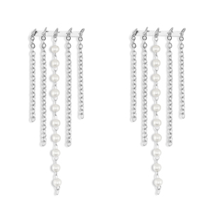 Stainless steel earrings / earpins with imitation pearls Silver
