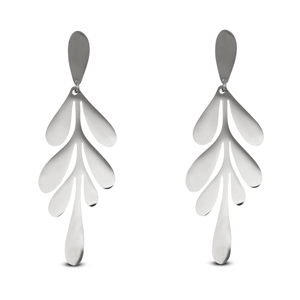 Stainless steel earrings / earpins leaf Silver