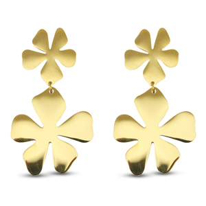 Stainless steel earrings / earpins flower Gold