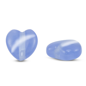 Glass beads Cat's eye heart Lavender Blue