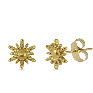 Stainless steel earrings / earpins sun Gold