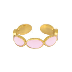 Stainless steel rings enamel oval Lilac-Gold