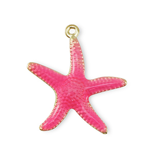Brass TQ metal charms starfish Gold-Dark Pink