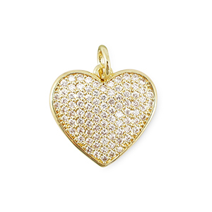 Brass TQ metal charms zirconia heart Gold