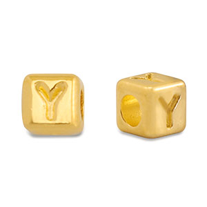 DQ Y European metal letter beads Gold (nickel free)
