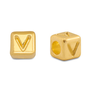 DQ V European metal letter beads Gold (nickel free)