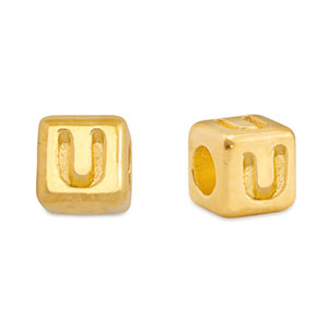 DQ U European metal letter beads Gold (nickel free)