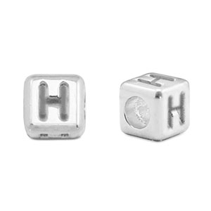 DQ H European metal letter beads Antique Silver (nickel free)