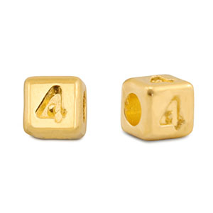 DQ 4 European metal letter beads Gold (nickel free)