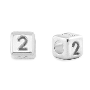 DQ 2 European metal letter beads Antique Silver (nickel free)