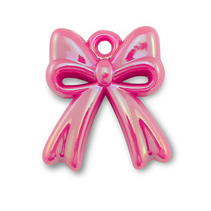 Acrylic charms bow Fuchsia Pink-Pearl Shine Coating