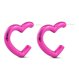 Trendy earrings heart Magenta Pink