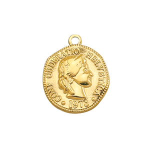 Stainless steel charms coin Gold