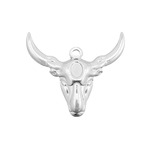 Stainless steel charms Texas longhorn skull Silver