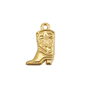 Stainless steel charms cowboy boot Gold