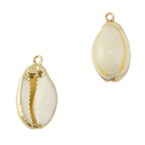 Shell pendant specials Cowrie Cream Yellow-Gold