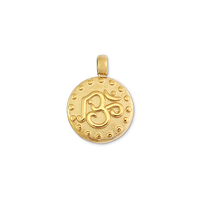 Stainless steel charms round with indian sign Gold