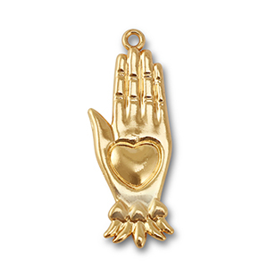 Metal charms hand with heart Gold