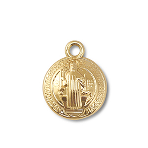 Metal charms round with saint Gold