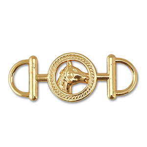Metal charms connector round with horse Gold